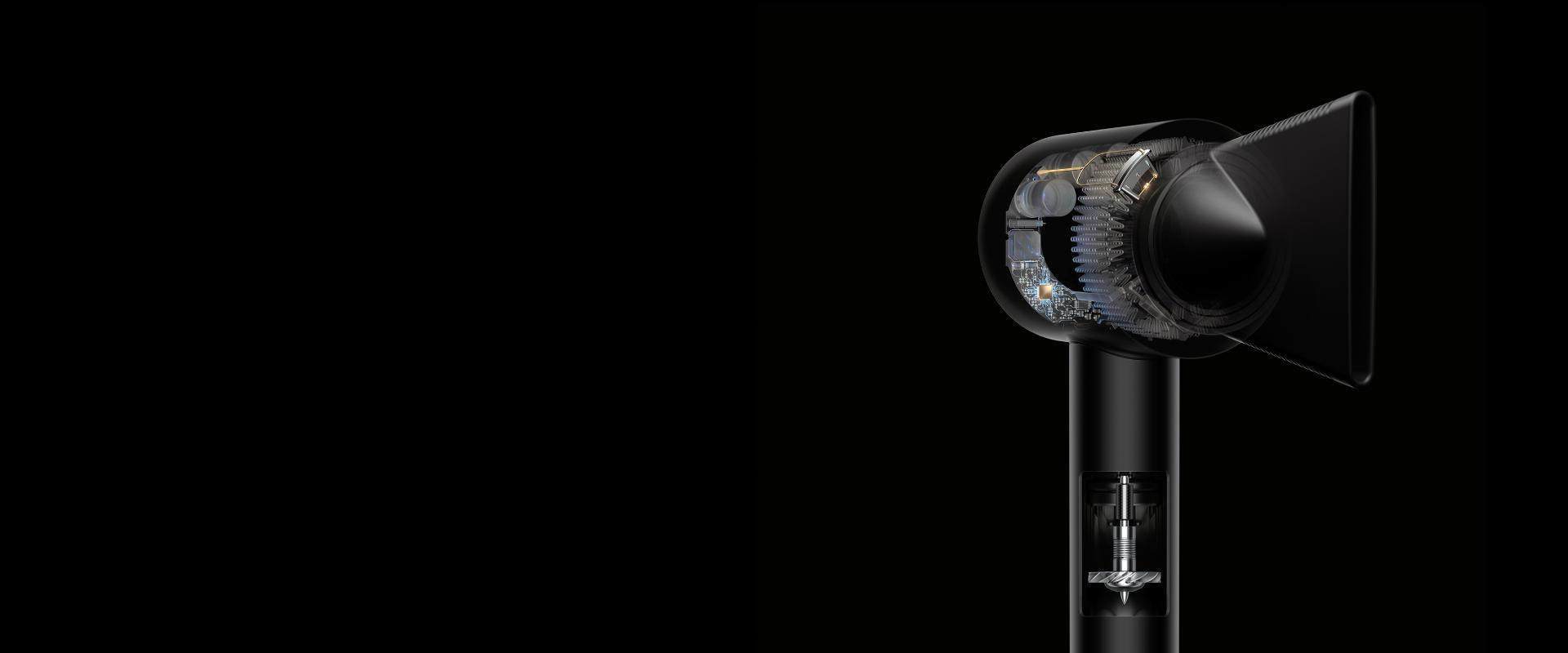 Dyson Supersonic saç kurutma makinesi içerisinde motor dahil olmak üzere X ışını