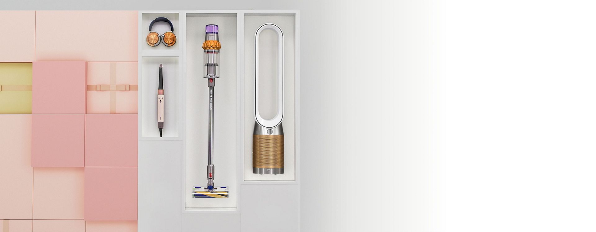 A selection of Dyson machines in gift boxes.