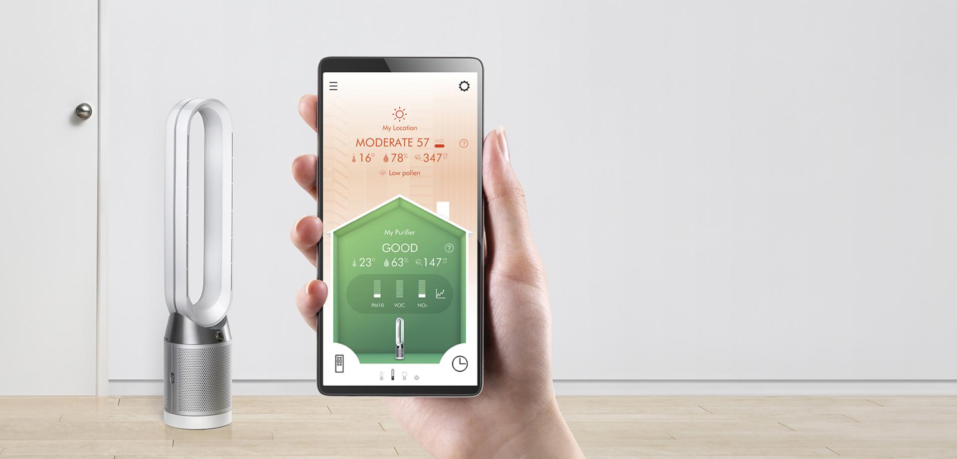 صورة مُقرّبة لتطبيق Dyson Link للتحكم في المروحة المُنقية للهواء Dyson Pure Cool™