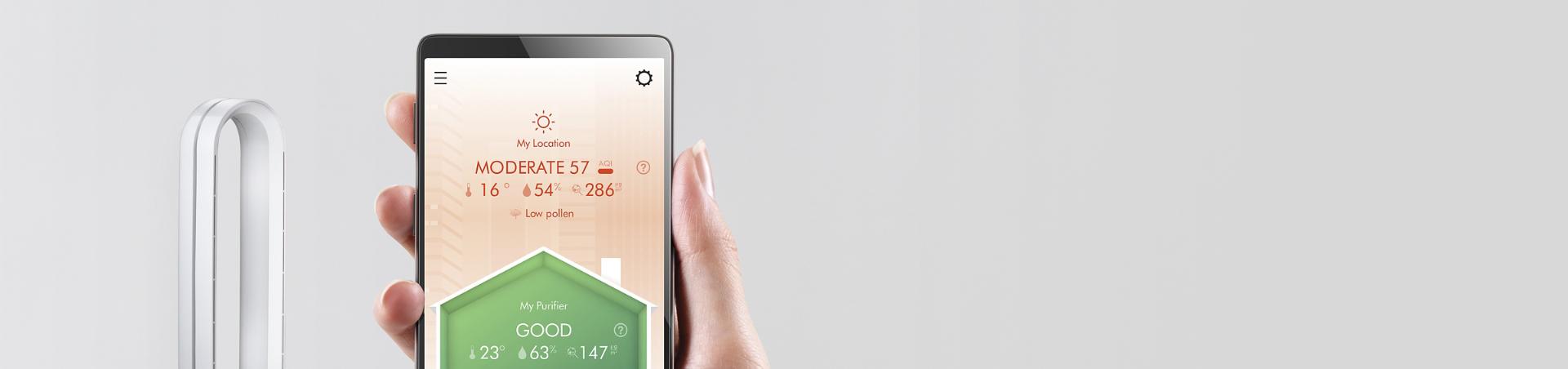 צילום מקרוב של אפליקציית Dyson Link