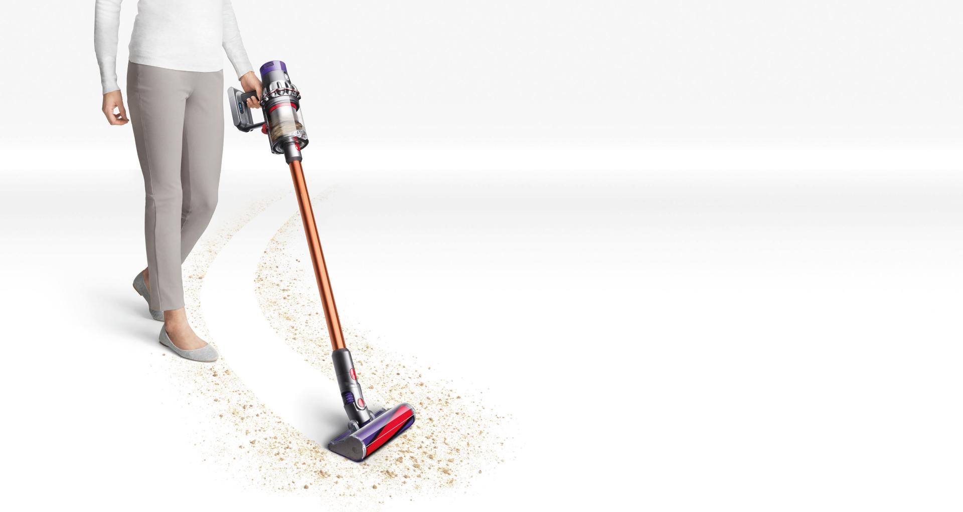 Dyson Cyclone V10™ vacuum cleaner on white floor