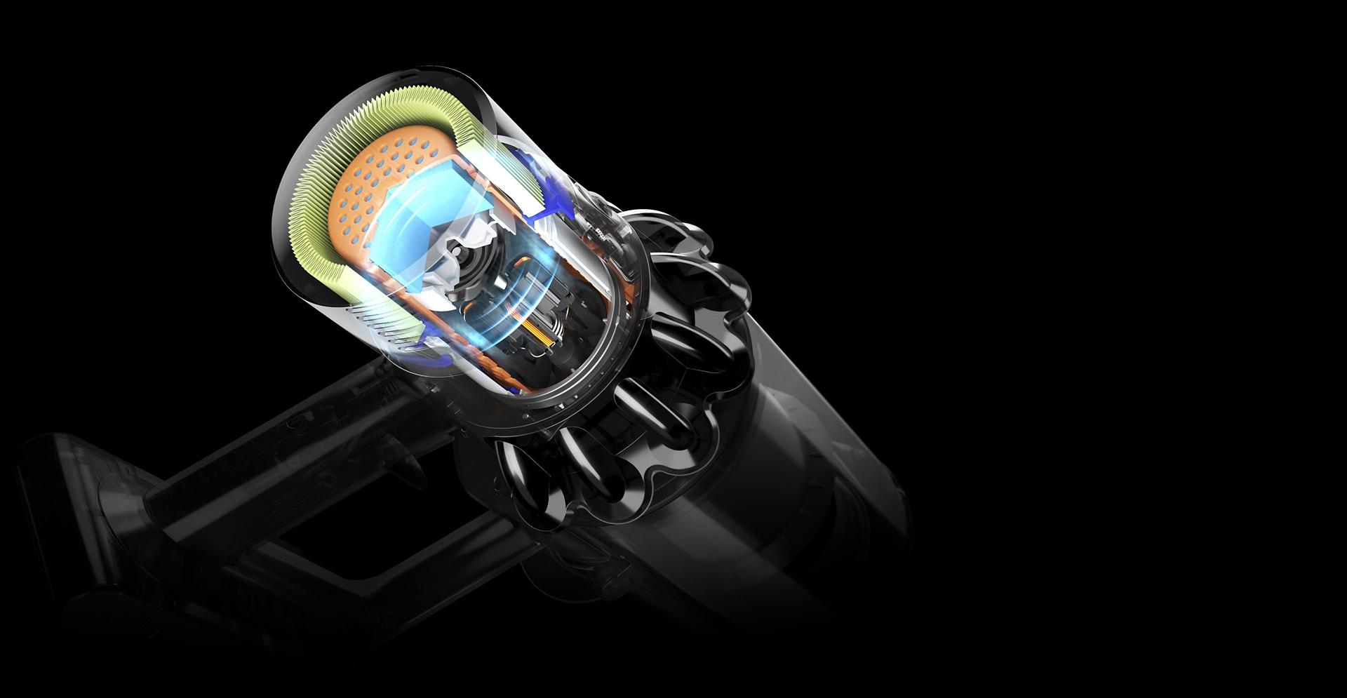 Graphic of Dyson Cyclone V10™ vacuum acoustic system