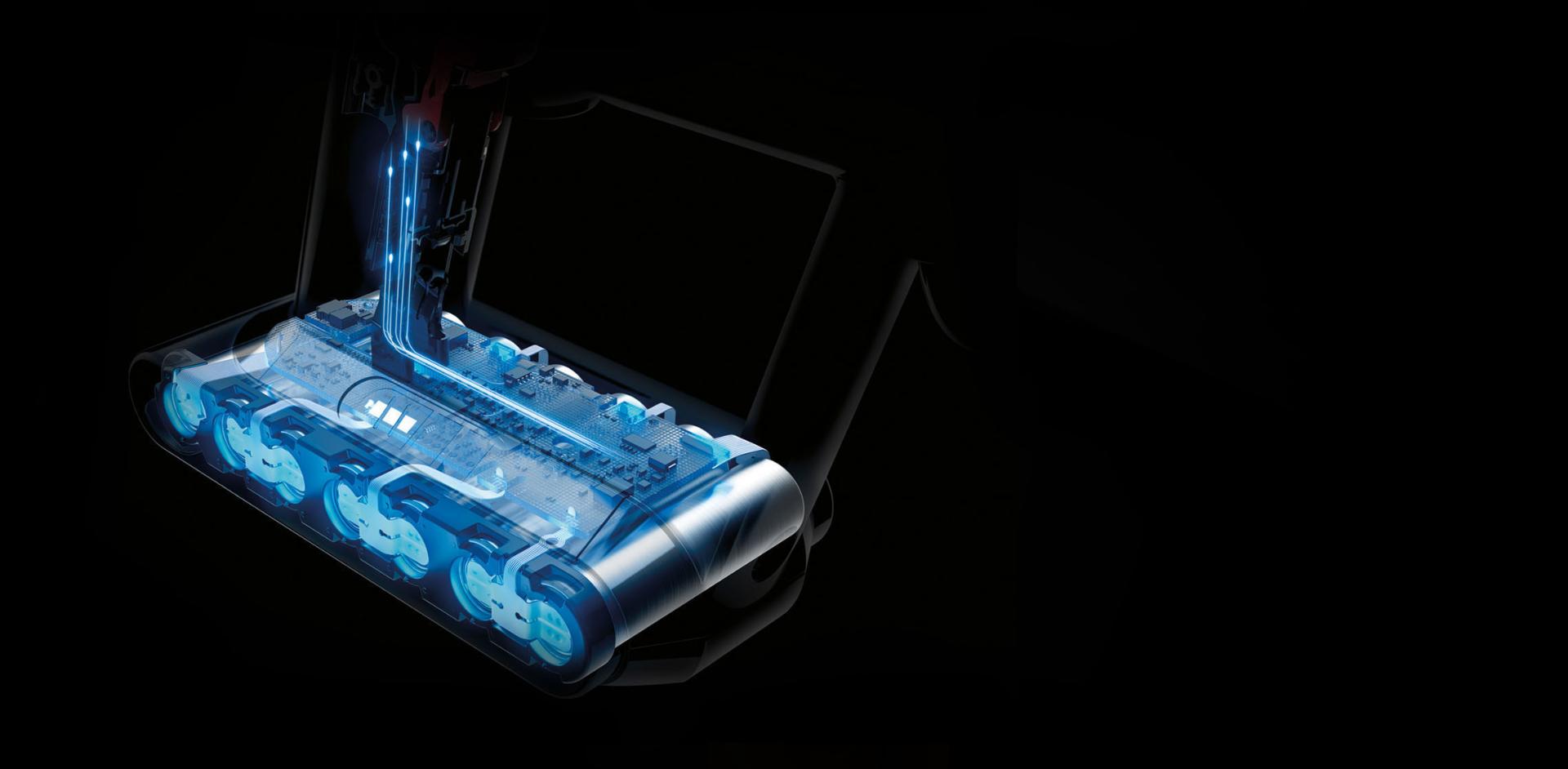 Animation of electricity flowing through battery pack