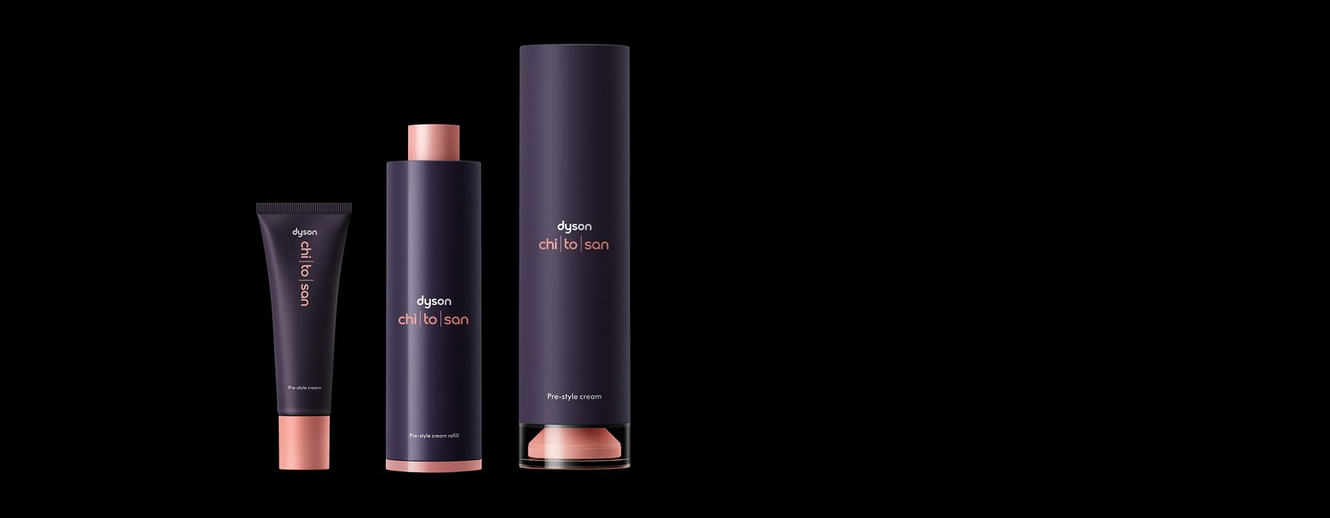 The Dyson Chitosan range of size options.