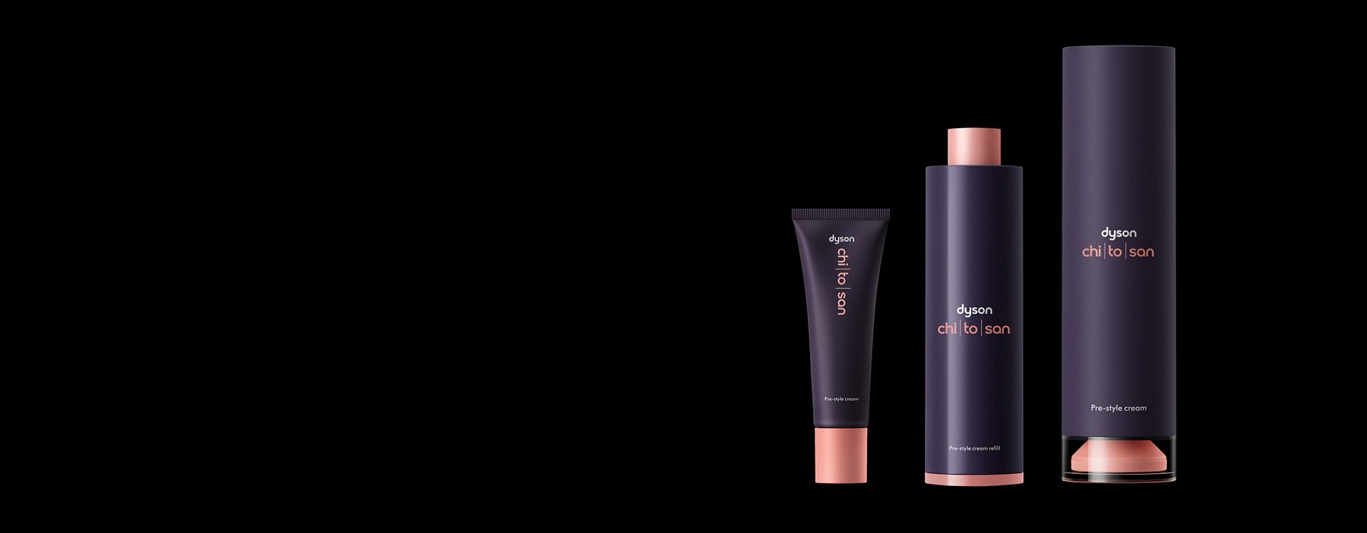 The Dyson Chitosan range of size options.