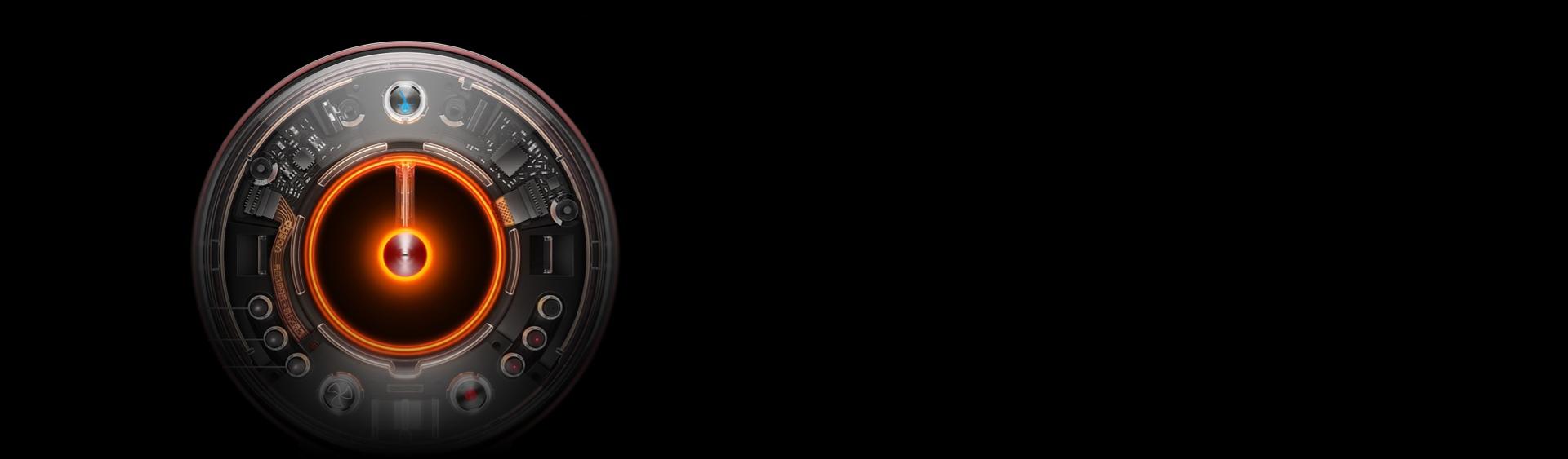 The technology inside the Dyson Supersonic Nural hair dryer through the clear end cap on the aperture.