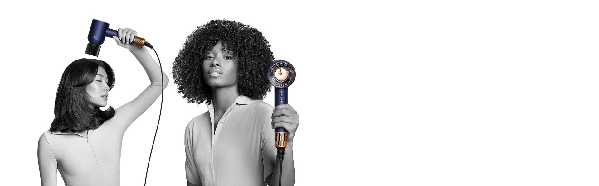 سيدة شعرها كثيف وملفوف ورجل شعره قصير وحاد