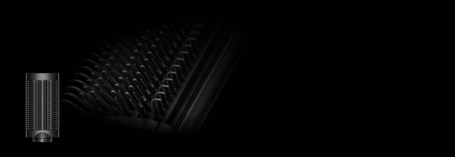 The Dyson Anti-snag loop brush with close-ups of the comfortable bristles.