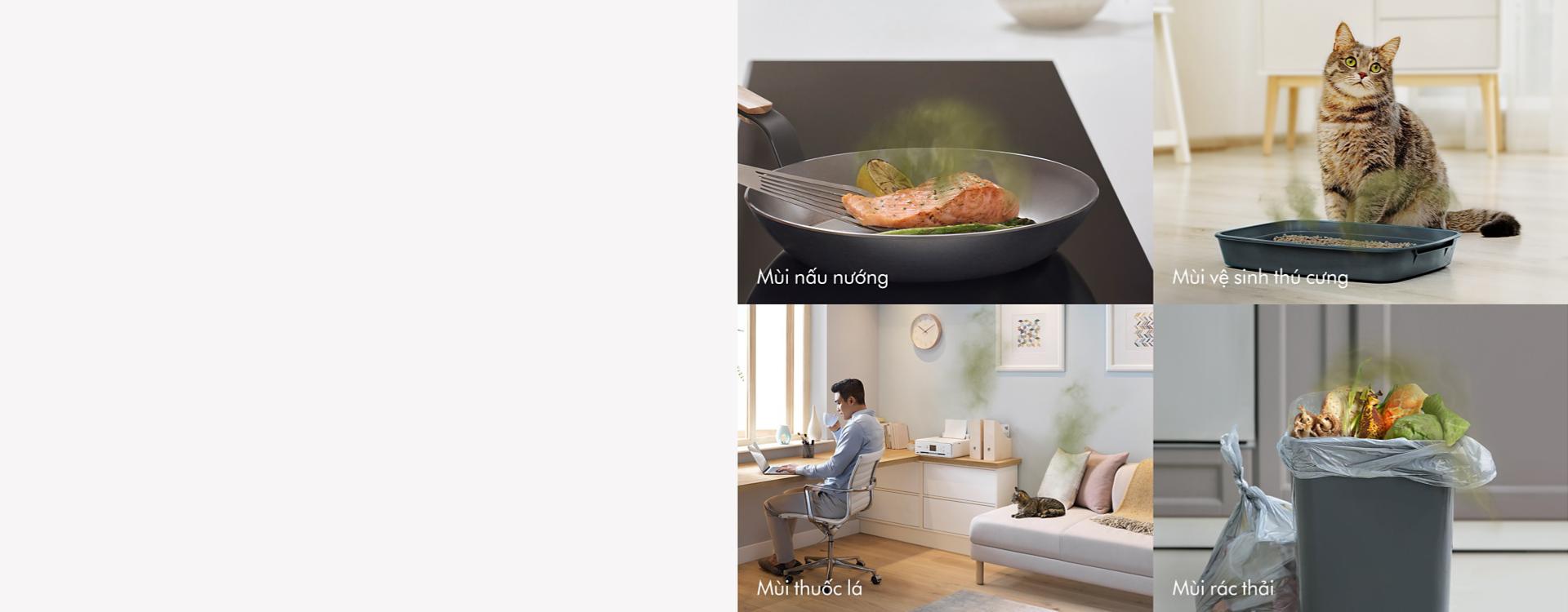 Image of cooking, pets and garbage