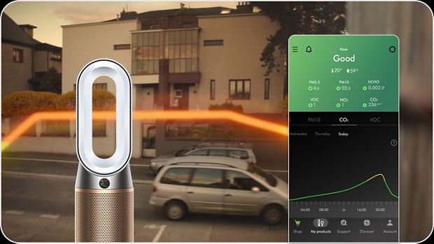 Live report of a Dyson purifiers performance from the MyDyson app.