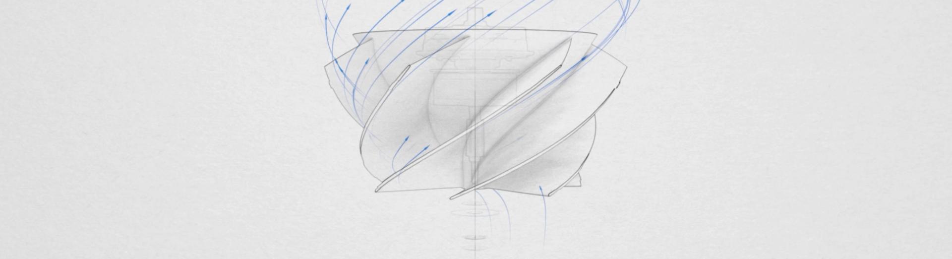 An engineering sketch of the technology within a Dyson air purifier.