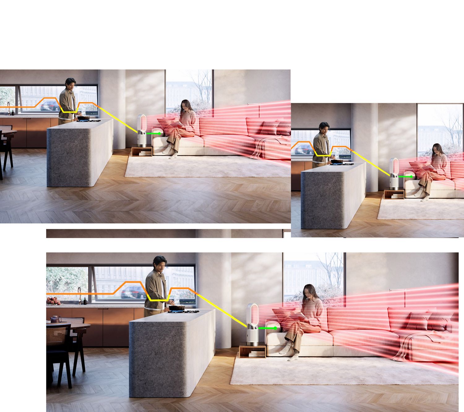 The Dyson Purifier Hot+Cool HP1 purifying air while heating the room.