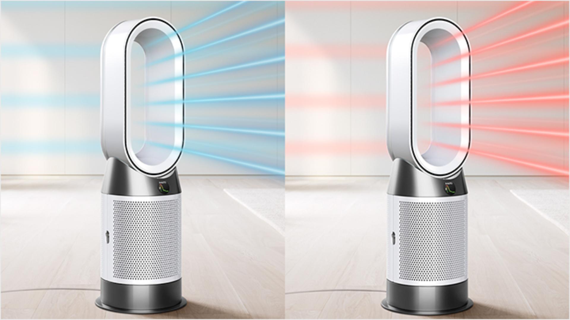 Oczyszczacz powietrza Dyson Purifier Hot+Cool HP1 z funkcją ogrzewania w trakcie skutecznego rozprowadzania powietrza.
