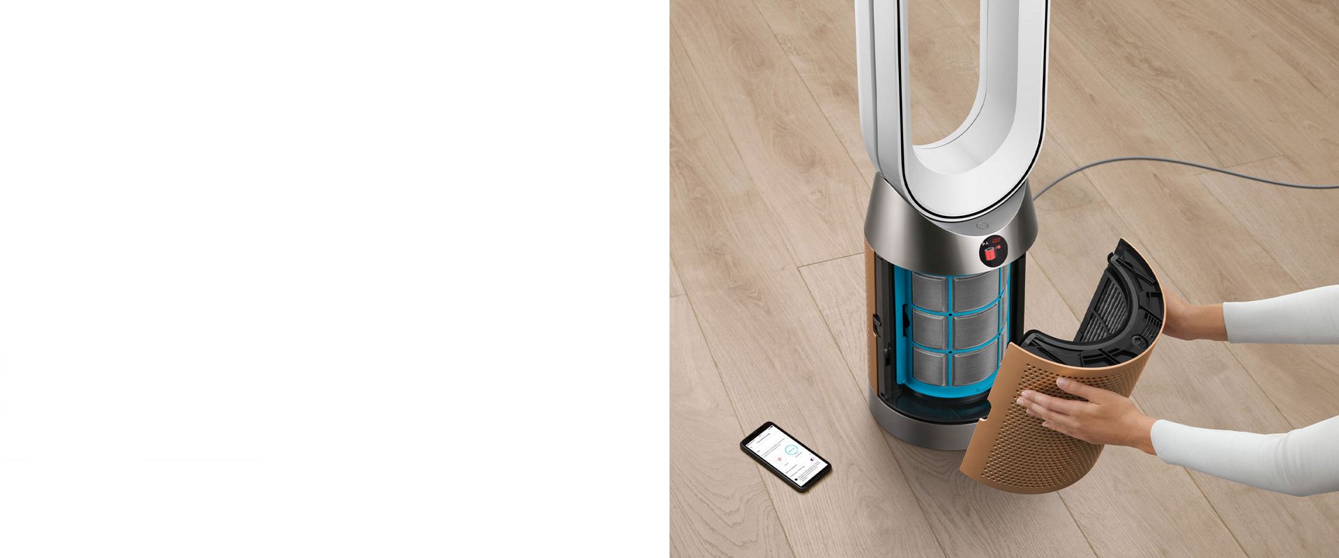 Dyson HEPA H13-grade filter being replaced.
