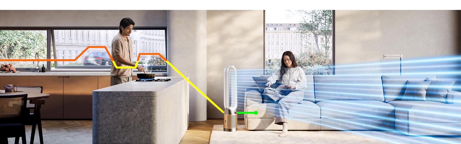 Dyson Purifier Cool PC2 De-NOx in a living space