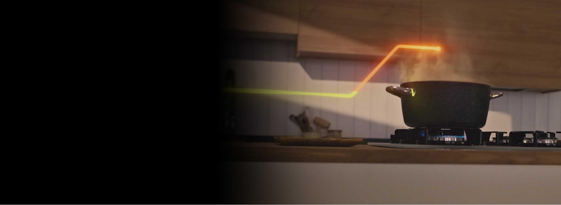 Bir evin havasını temizleyen Dyson Purifier Hot+Cool HP2 De-NOx'u gösteren video.