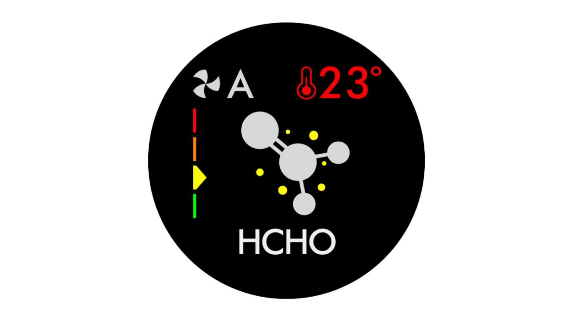Formaldehīda ikona LCD ekrānā