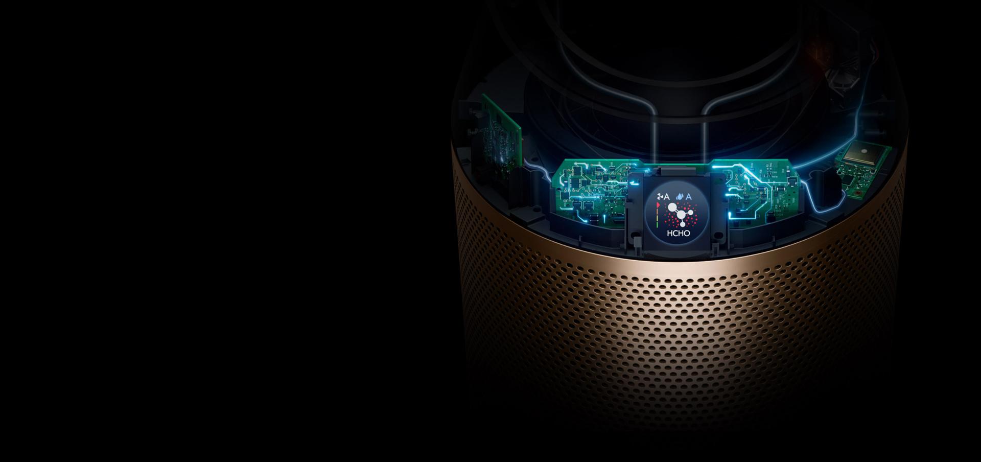 Dahili algılama teknolojisi ve hava kalitesini gösteren LCD ekran.