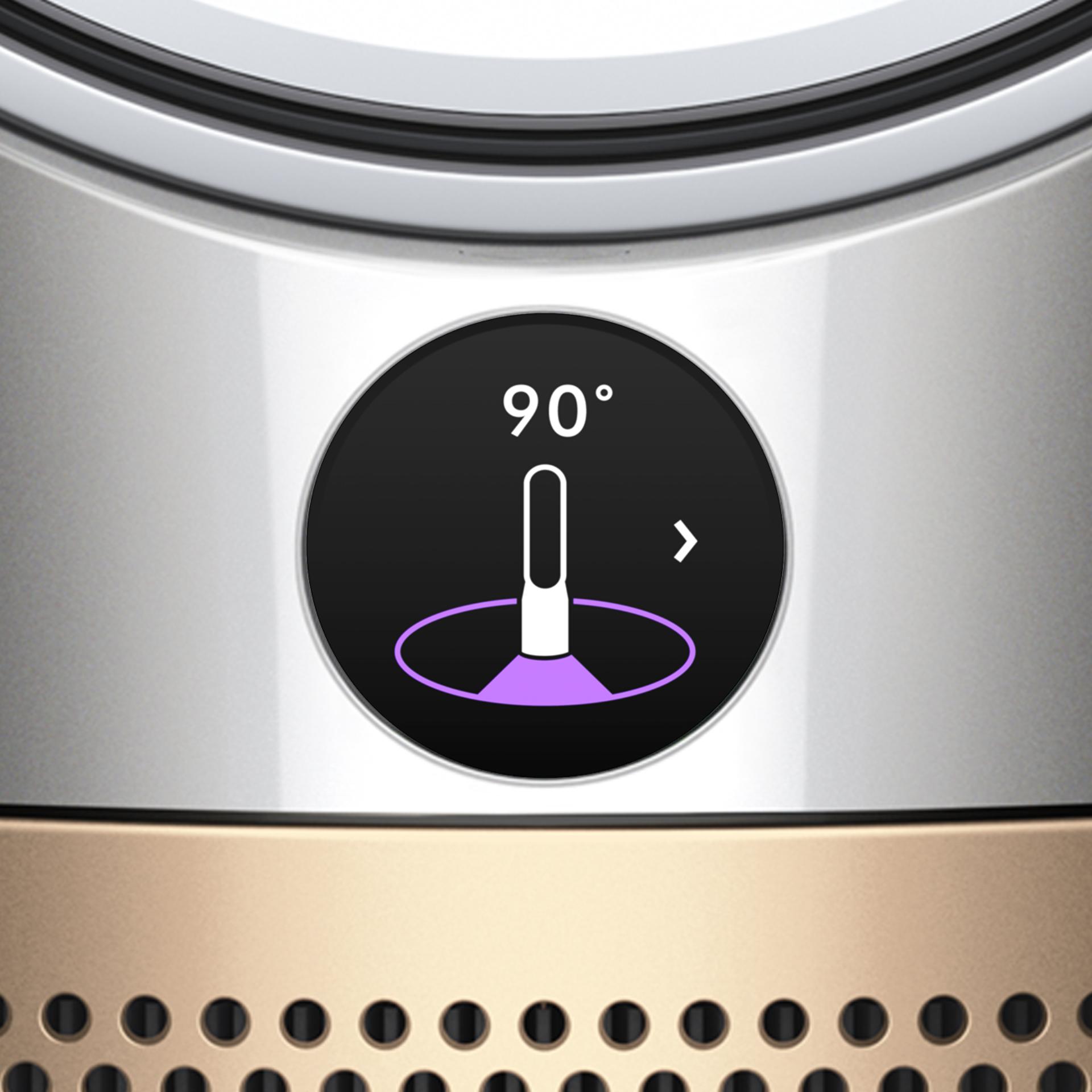 The purifier screen showing a chosen oscillation angle