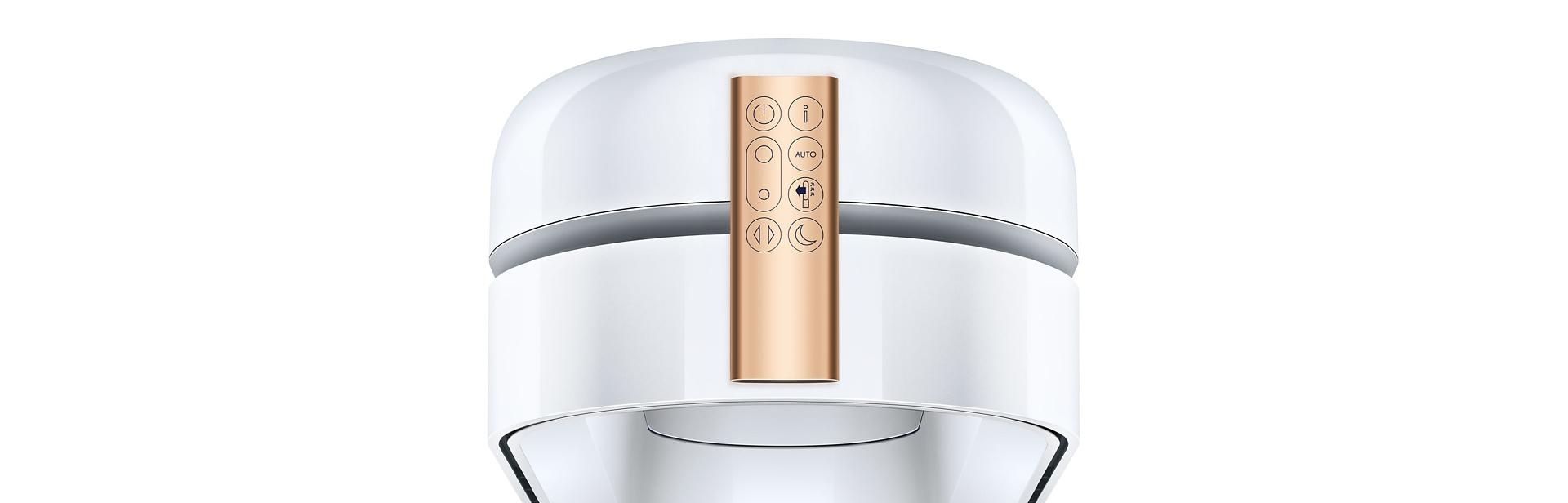 A view from above of the remote sat on top of the purifier