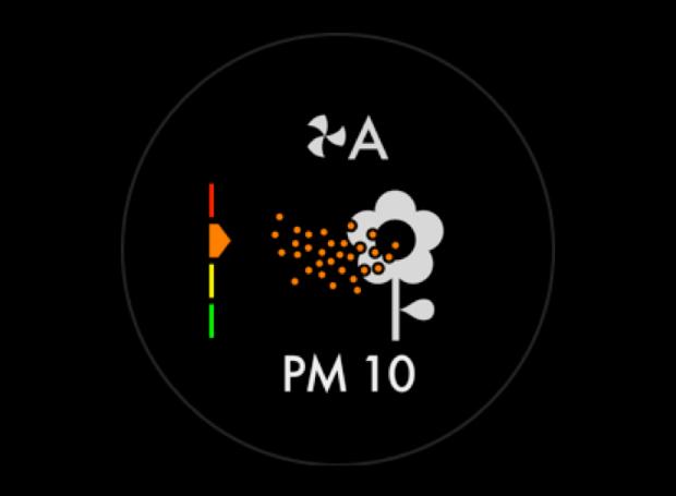PM10 icon on the LCD screen showing poor air quality