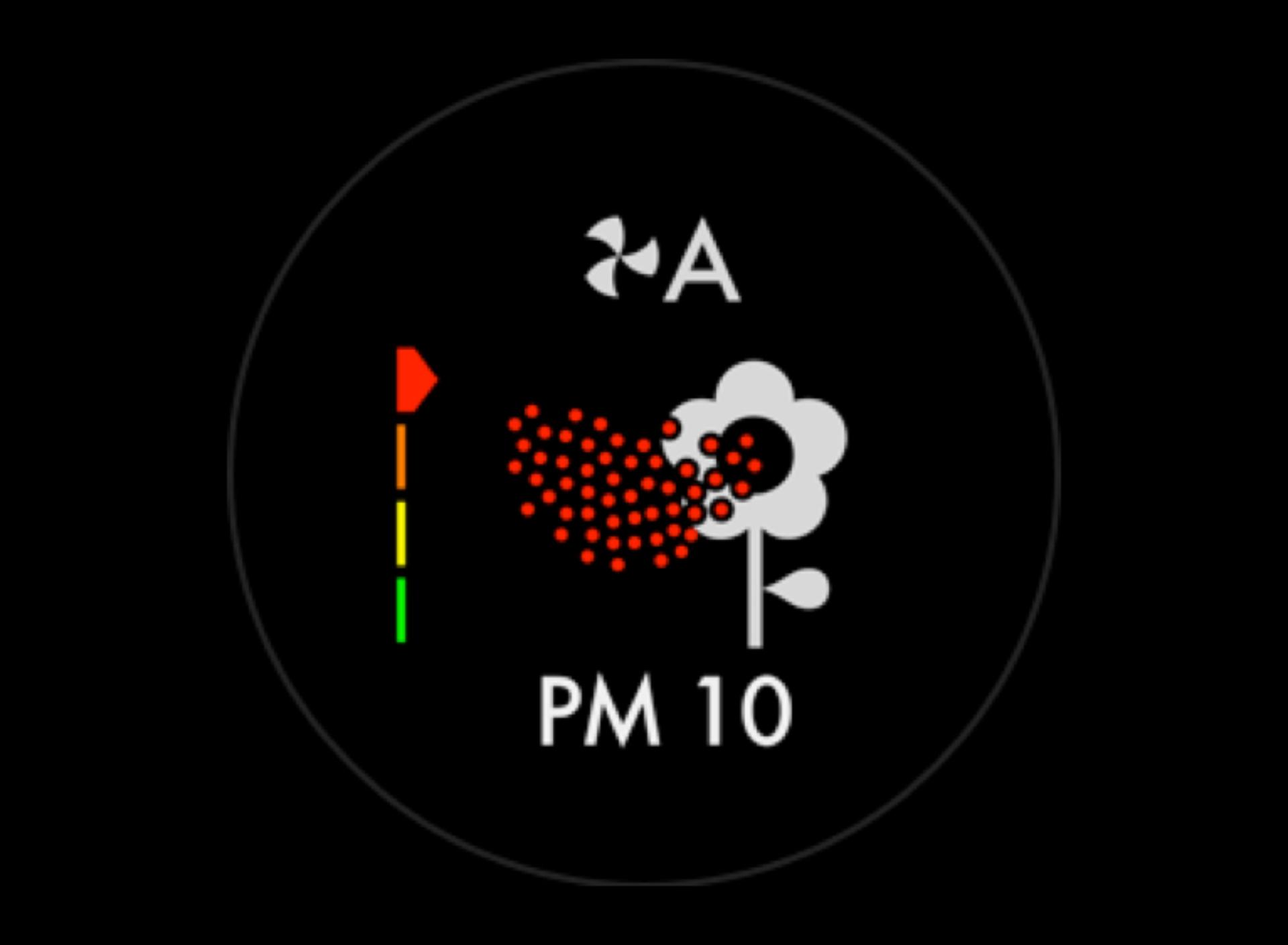 PM10 icon on the LCD screen showing very poor air quality