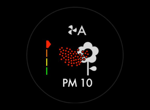 PM10 icon on the LCD screen showing very poor air quality