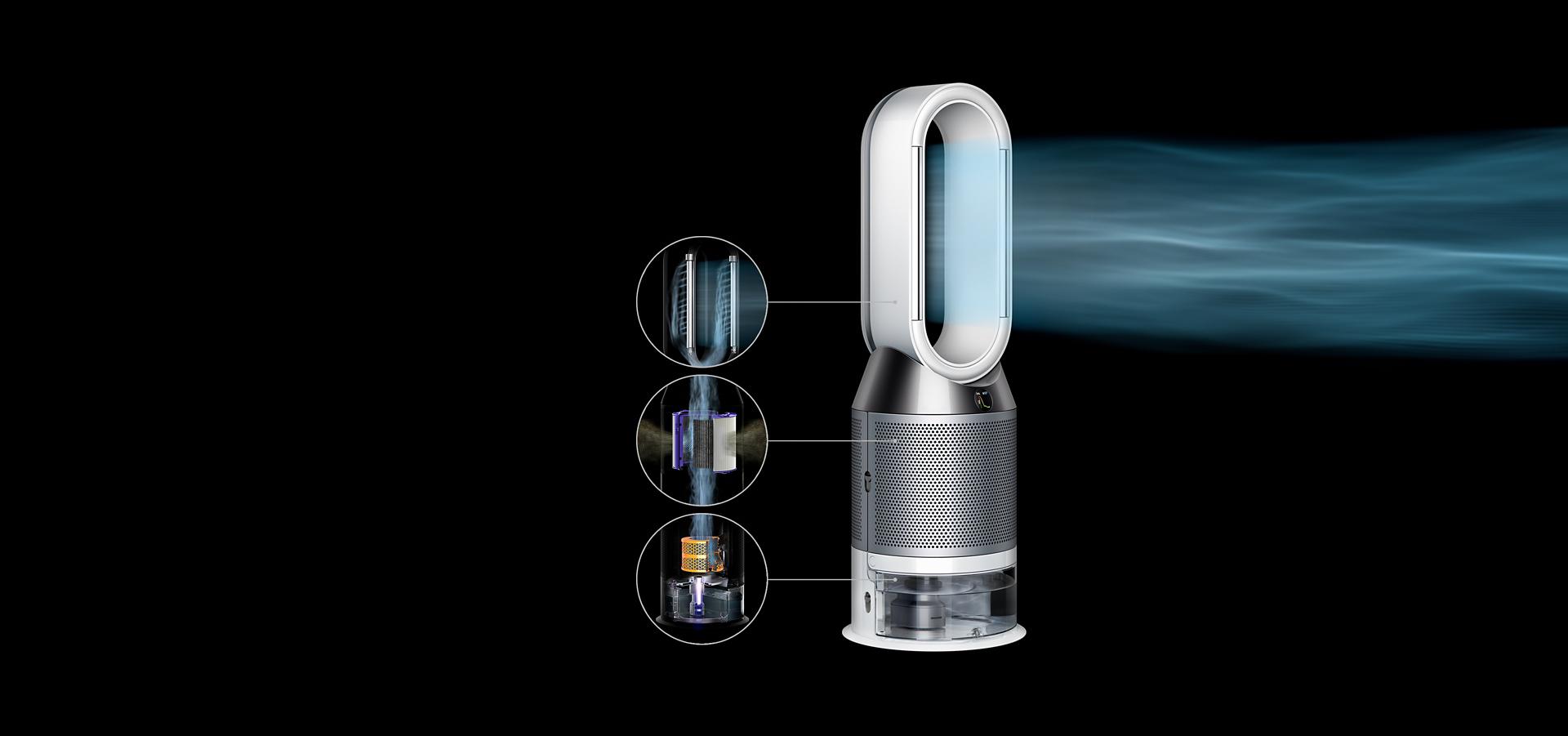 Dyson Pure Humidify+Cool projecting purified, humidified air
