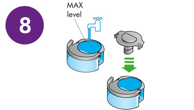 Clătiți evaporatorul și rezervorul de apă