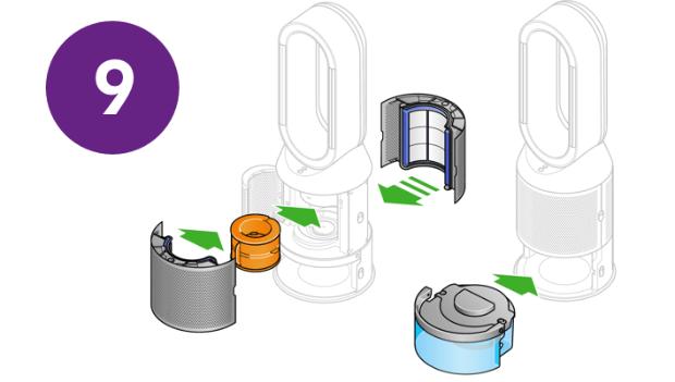 Reintroduceți evaporatorul și rezervorul de apă