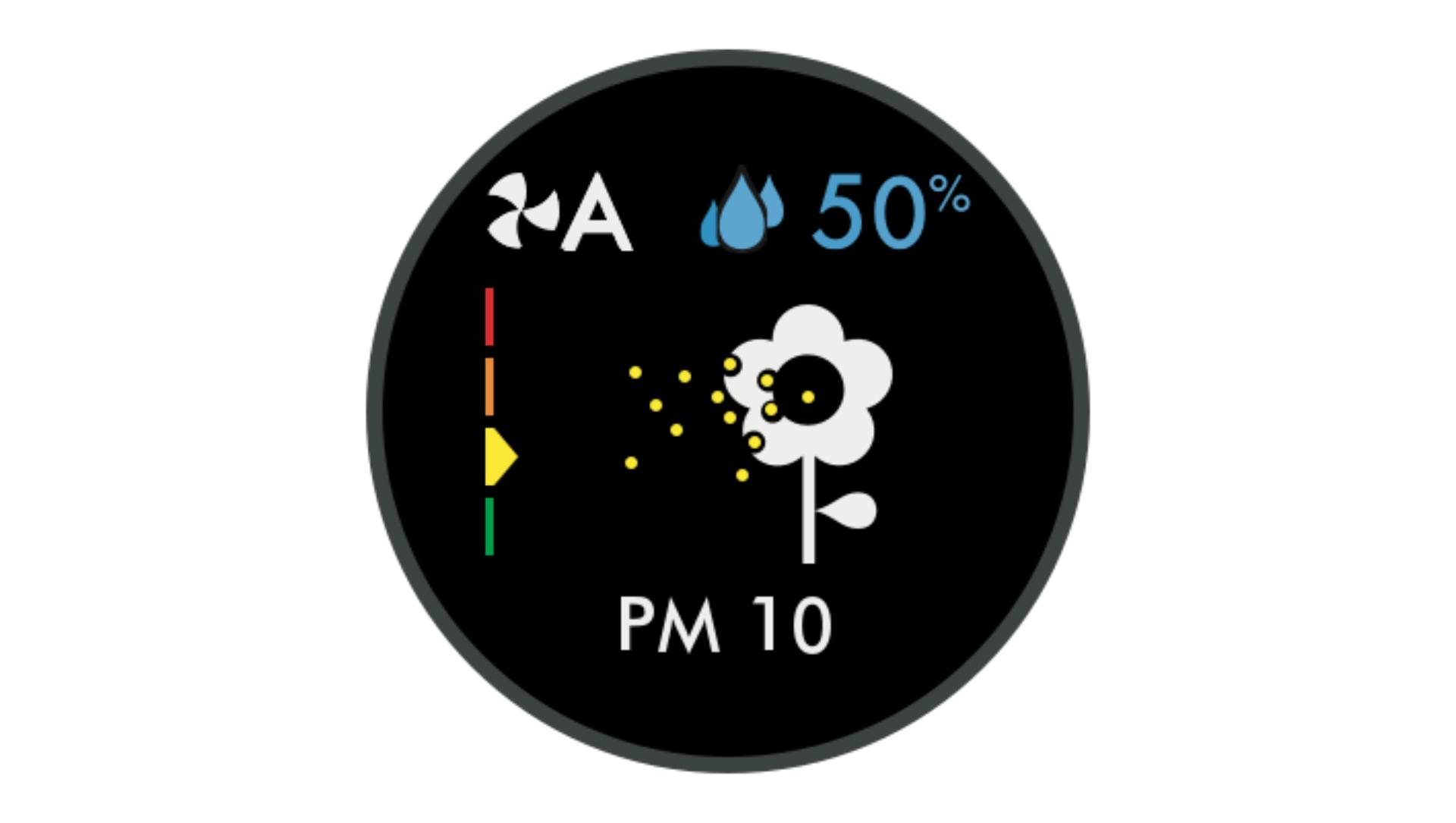 PM10 icon on the LCD screen