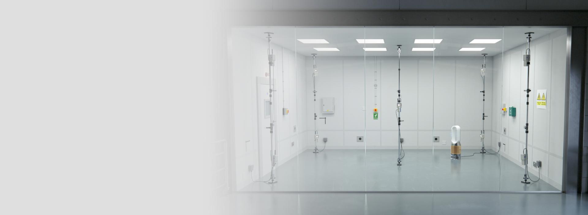 Dyson purifier humidifier inside Dyson test chamber with nine sensors