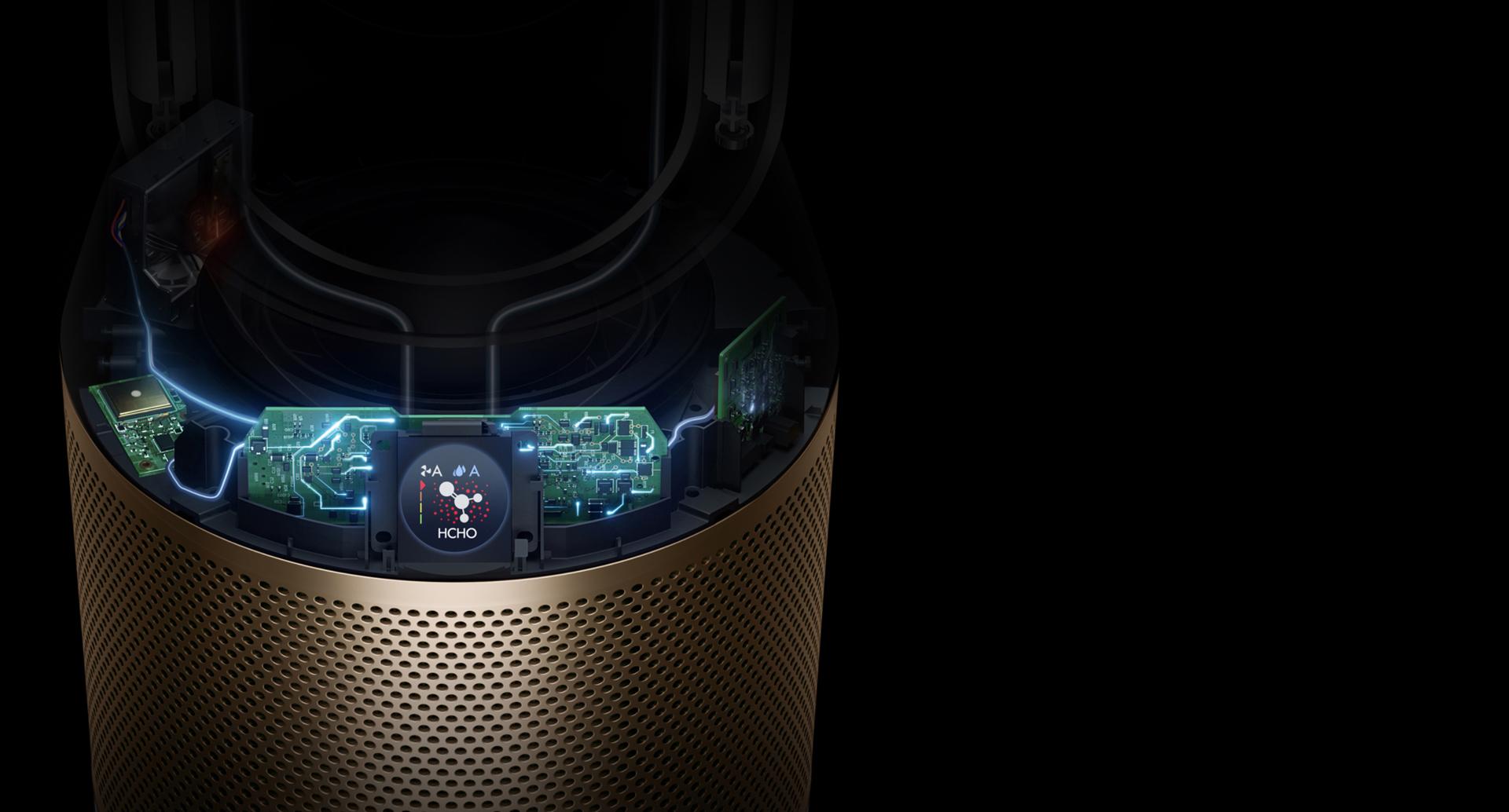 آليات العمل الداخلية للجهاز والمستشعرات الأربعة - معروضةً على شاشة LCD