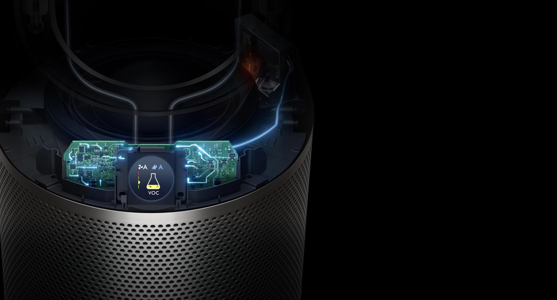 آليات العمل الداخلية للجهاز والمستشعرات الثلاثة - معروضةً على شاشة LCD