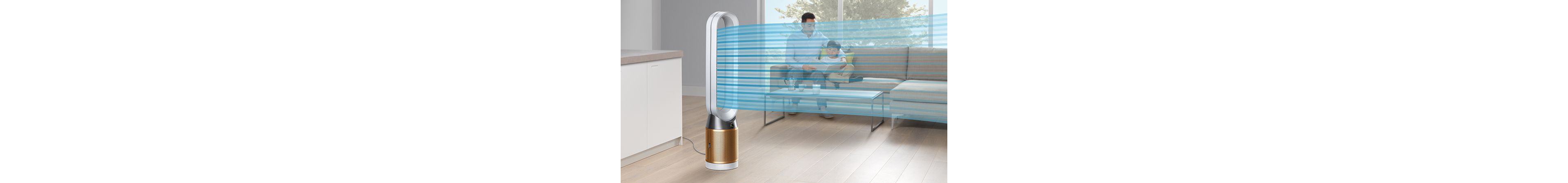 A Dyson Pure Cryptomic purifier projecting a cooling stream of air
