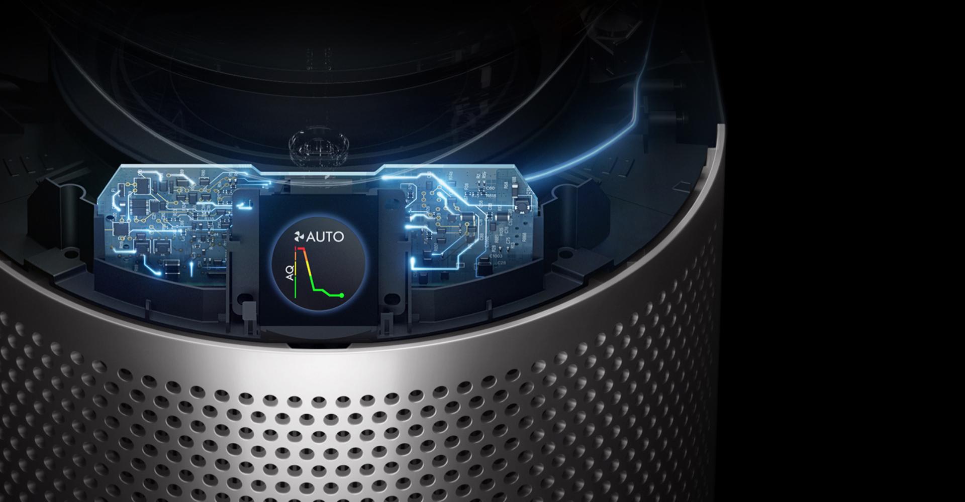 تقنية الاستشعار الداخلية وشاشة LCD بينما تعرض جودة الهواء