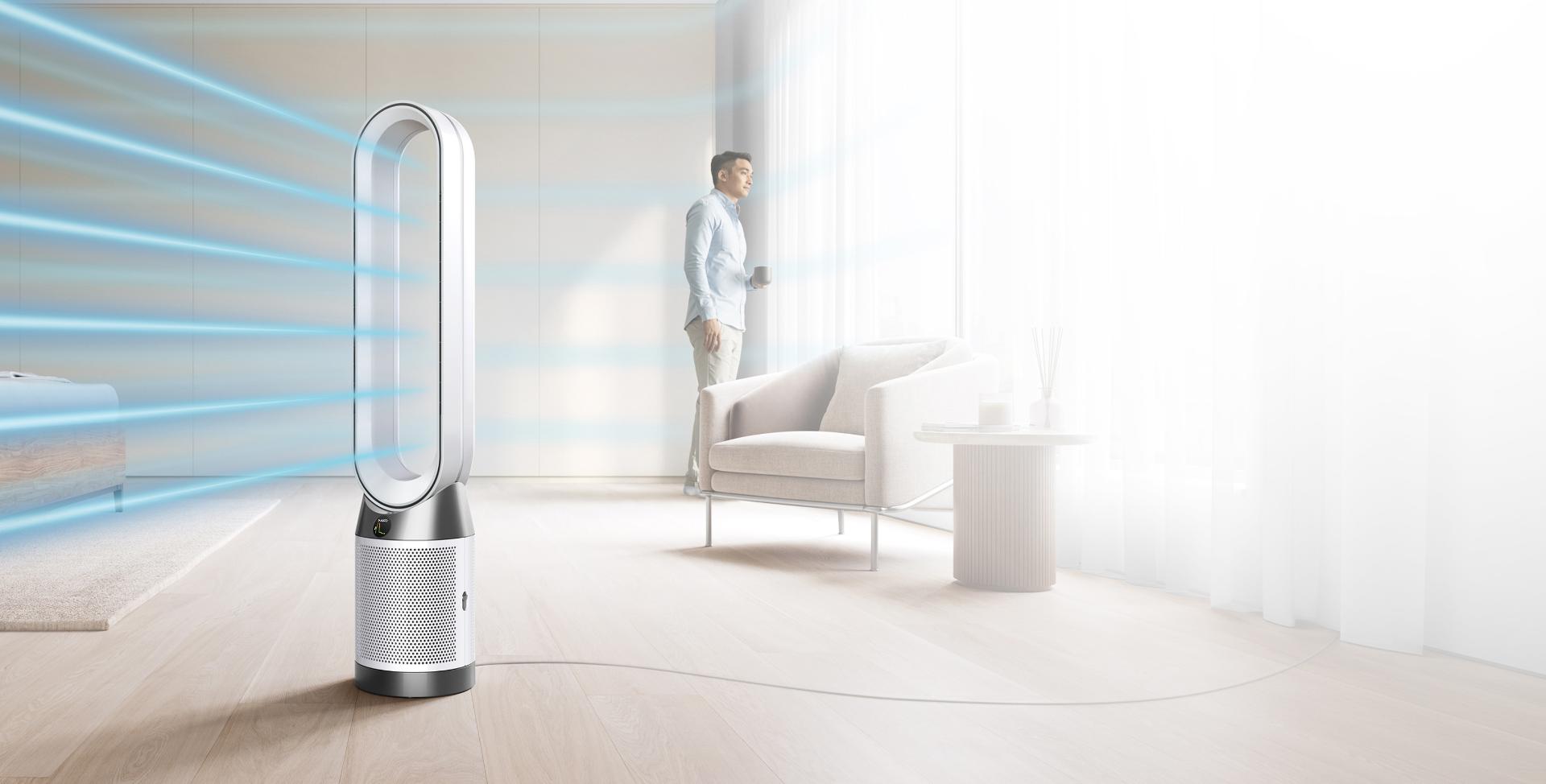 جهاز Dyson Purifier Cool Gen1 بينما يقوم بتنقية جو منطقة معيشة