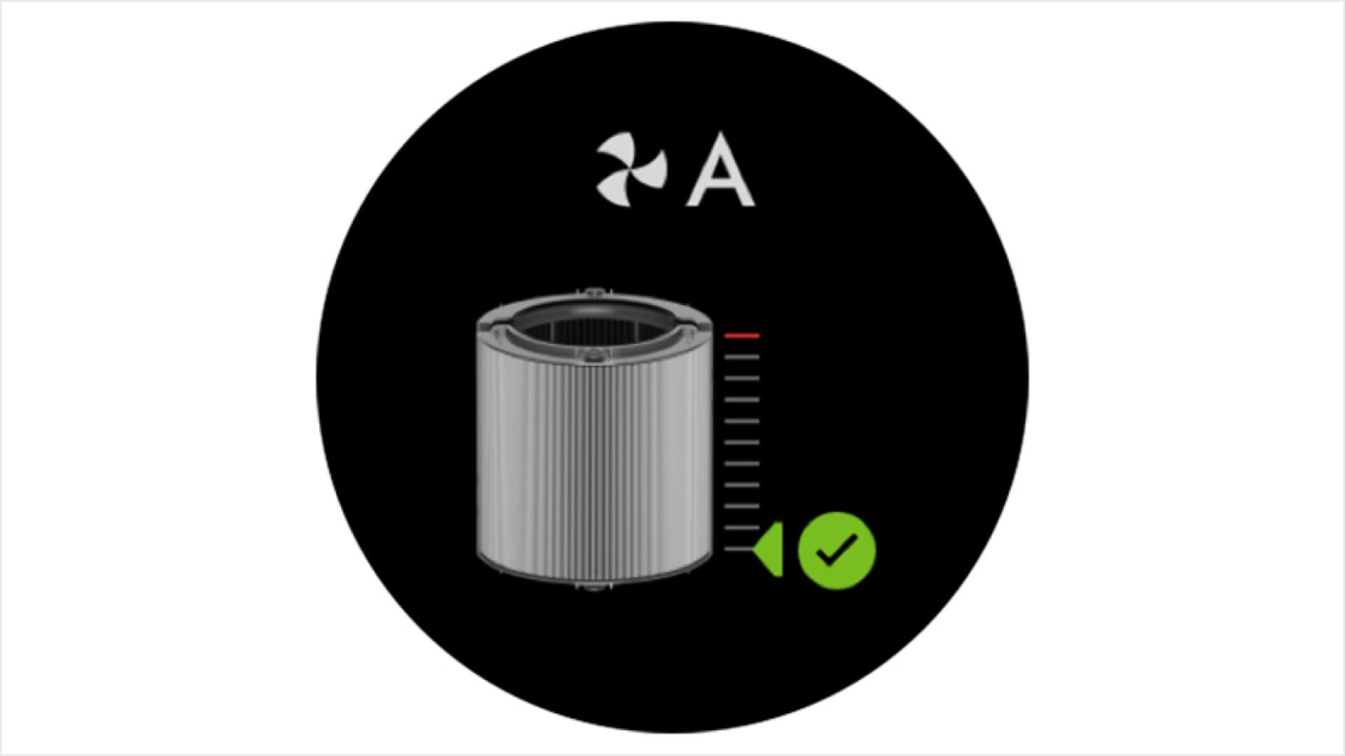 A close-up of mobile notification to change filter