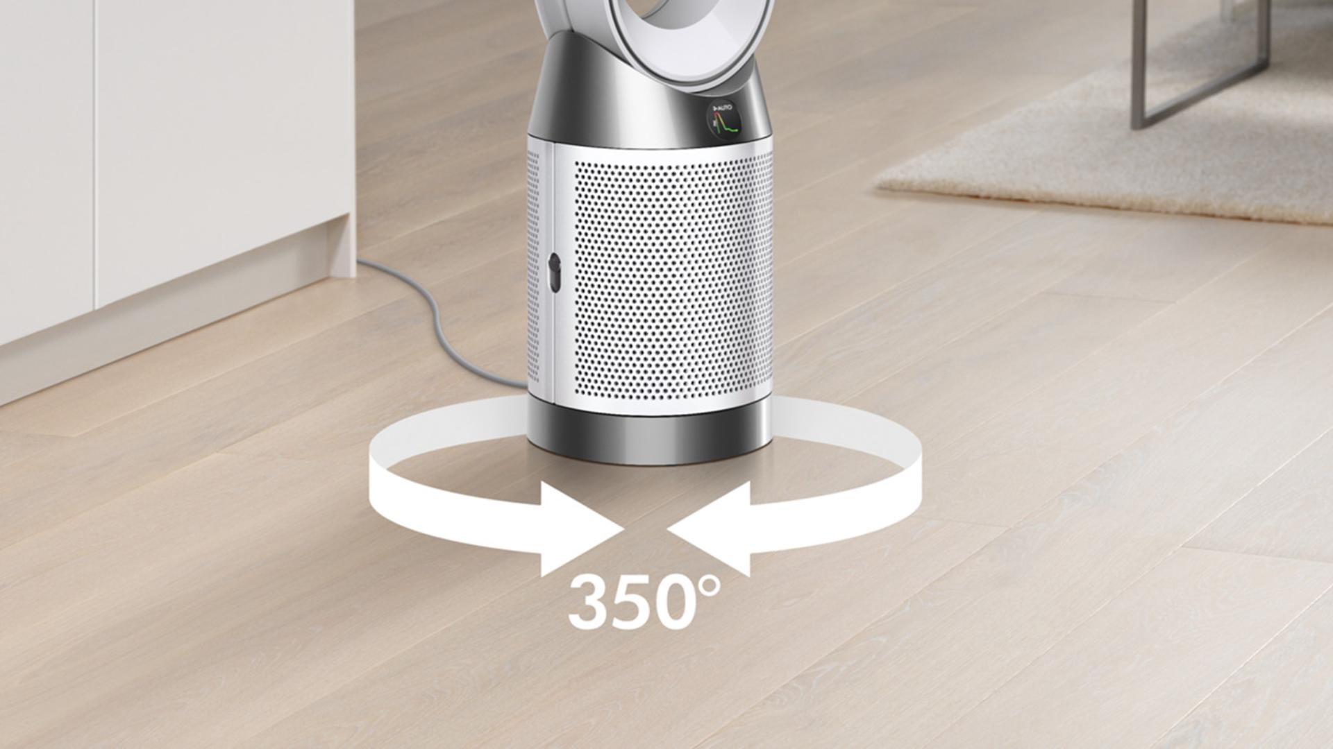 The oscillation angle highlighted on the Dyson purifier.