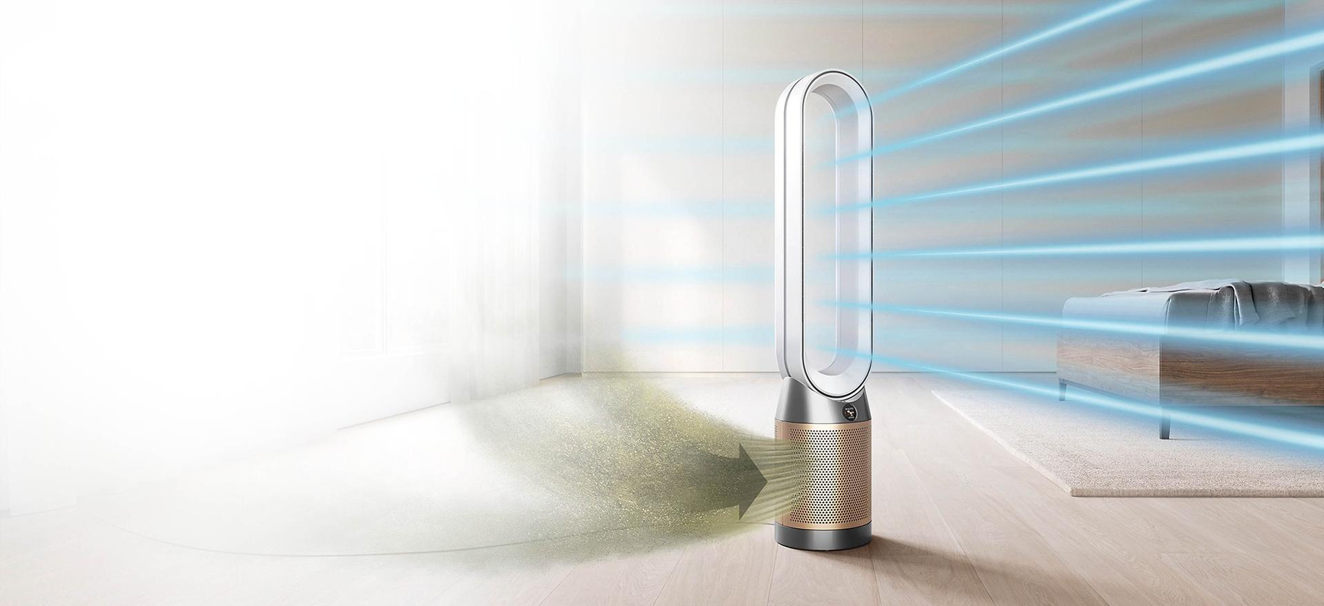 The Dyson Purifier Cool Formaldehyde purifying a living area.