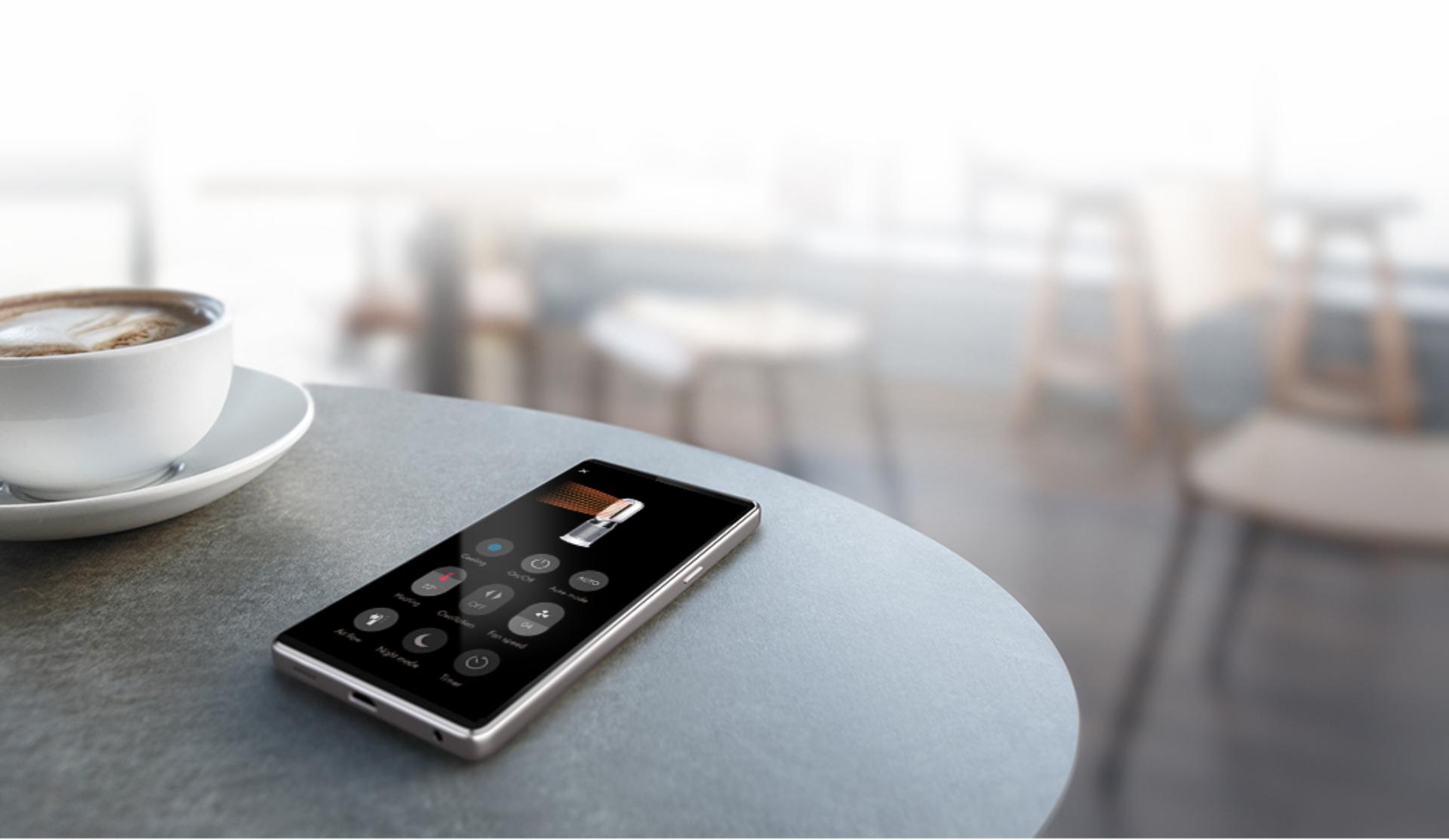 Mobile phone on coffee table