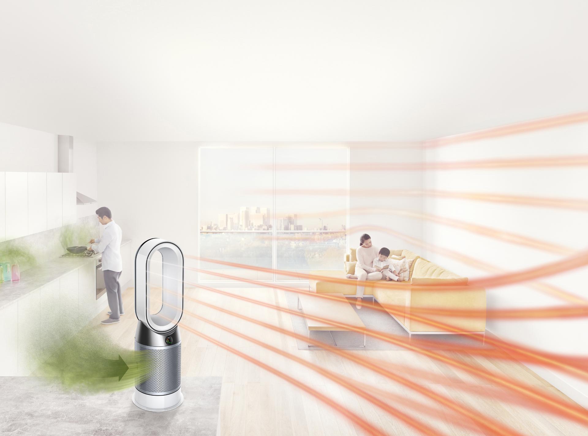 Dyson Pure Hot+Cool purifier being used indoors