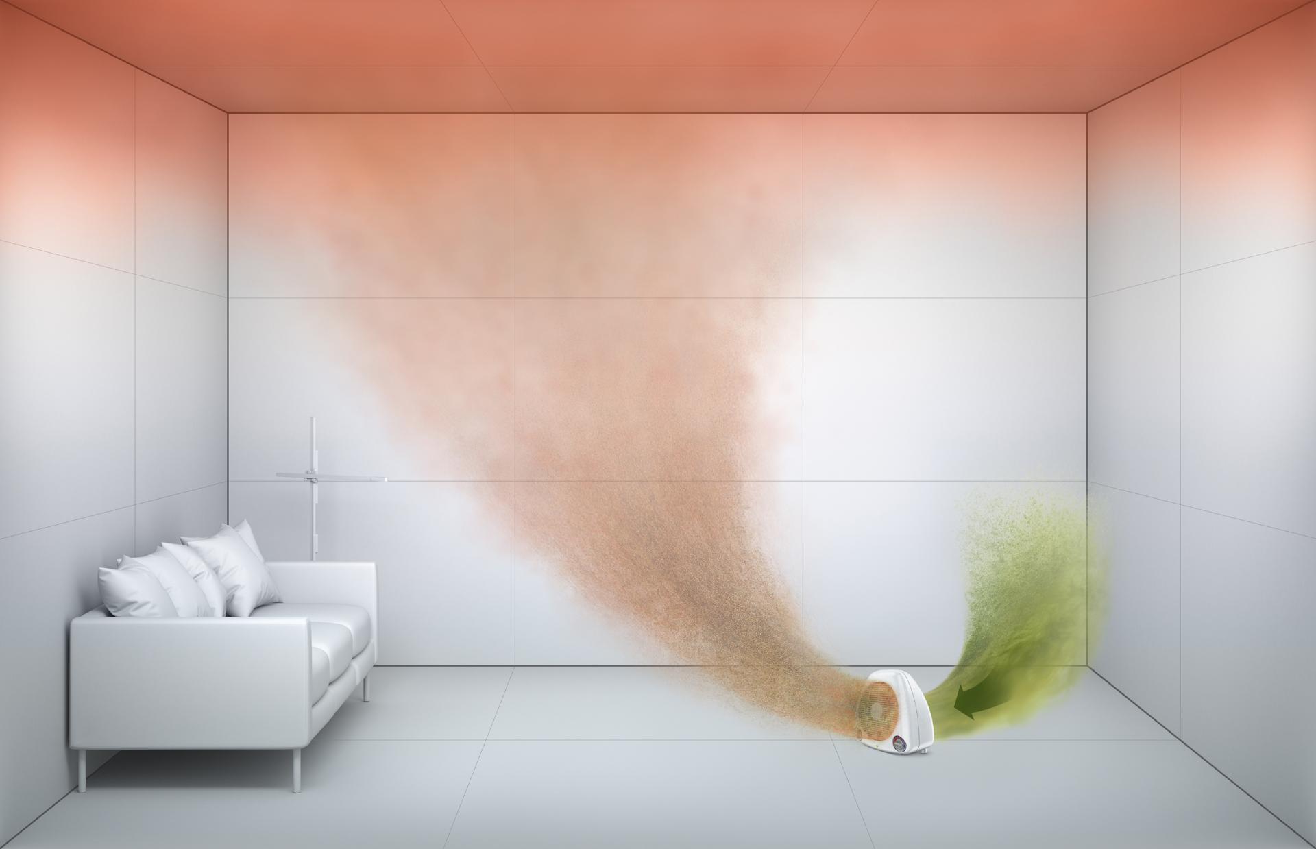 When purifiers and heaters don't distribute air through the room, areas can be left unheated and polluted.