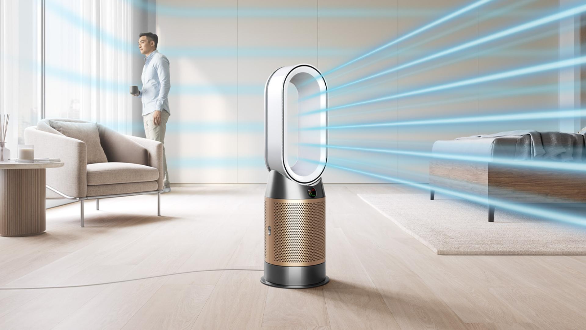 Purifier heater projecting powerful, cooling airflow.