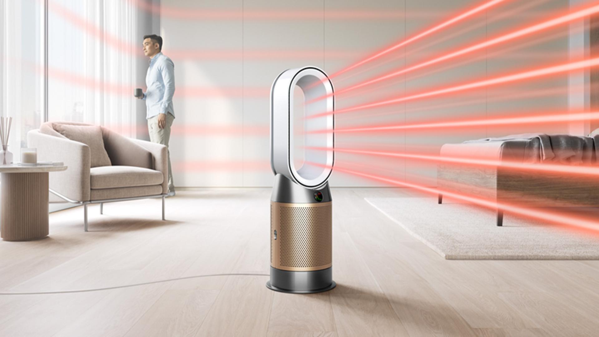 Purifier heater projecting powerful, heating airflow.