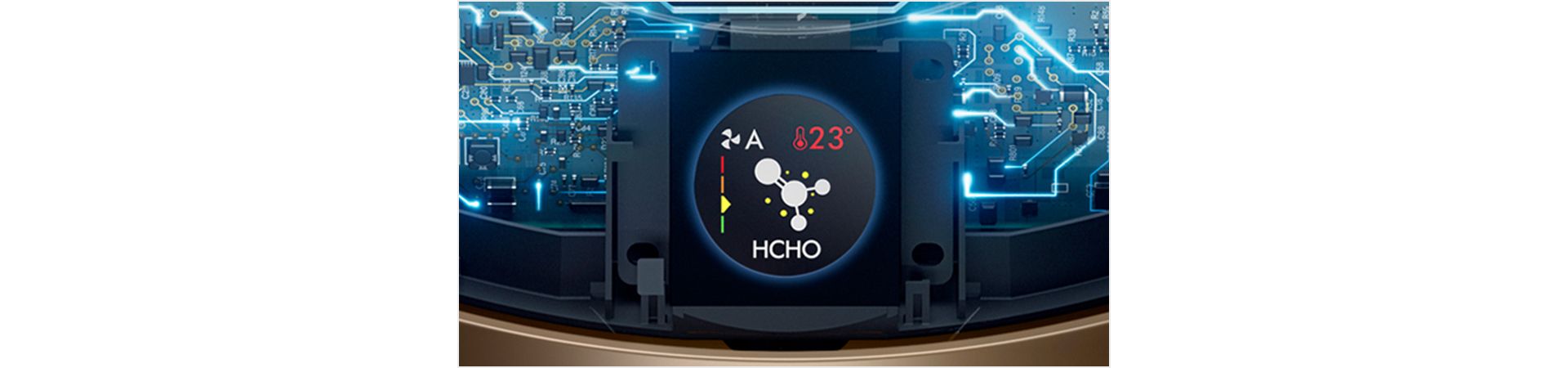 טכנולוגיית חישה פנימית וצג LCD המציג את איכות האוויר