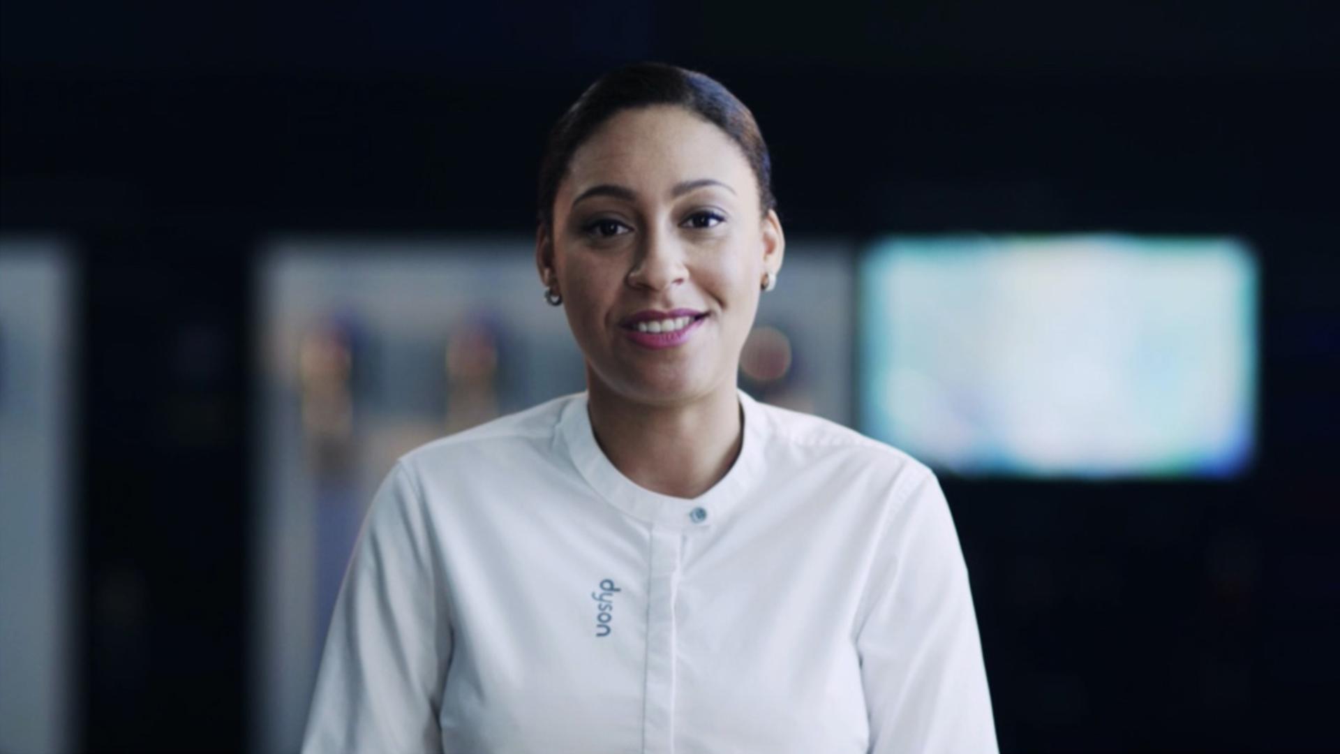 A Dyson Expert talking to camera