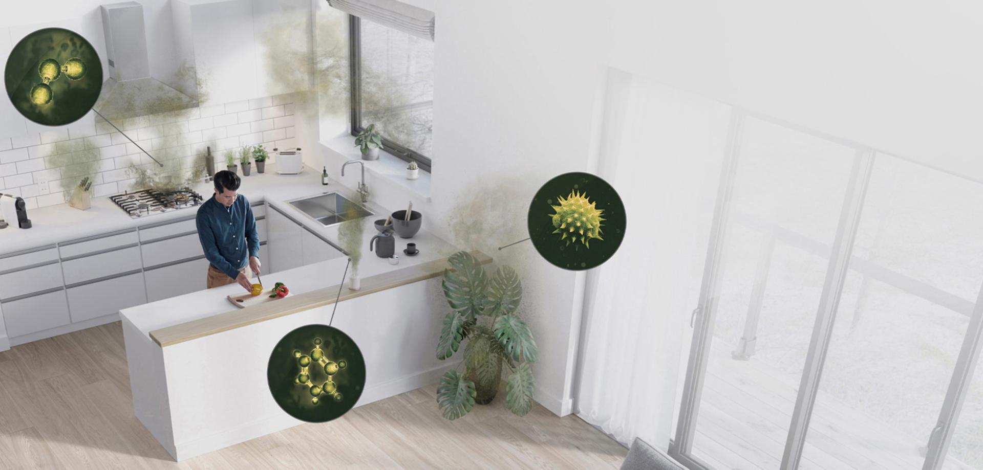 الملوثات الموجودة داخل أحد المطابخ