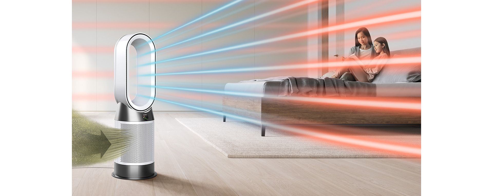 The Dyson Purifier Hot+Cool Gen1 heating and cooling a room.