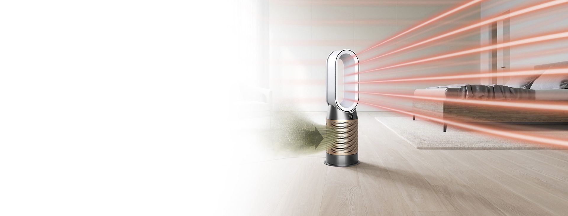 The Dyson Purifier Hot+Cool Formaldehyde purifying a living area.